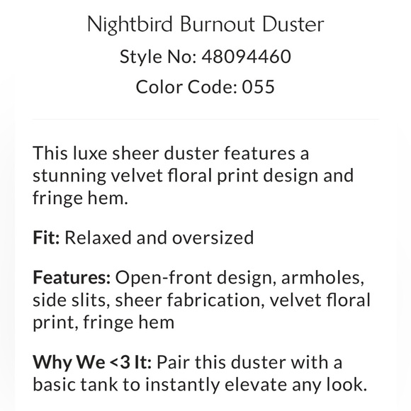 Free People Nightbird Burnout Duster - Picture 7 of 7